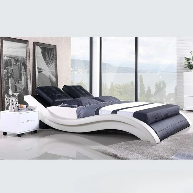 Leather art bed Nordic master bedroom wedding European leisure personalized soft bed
Leather art bed Nordic master bedroom wedding European leisure personalized soft bed