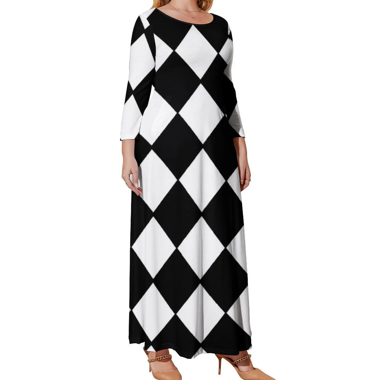 Black and White Contrast Harlequin Pattern Long Sleeved Dress evening dresses women Bride dresses Long dress
Black and White Contrast Harlequin Pattern Long Sleeved Dress evening dresses women Bride dresses Long dress