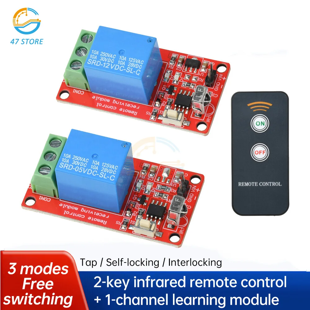 1CH DC 5V 12V IR Control Module with 38KHz 2-Key Remote Learning Functionality And IR Receiver Self-Locking Pointing Feature
1CH DC 5V 12V IR Control Module with 38KHz 2-Key Remote Learning Functionality And IR Receiver Self-Locking Pointing Feature