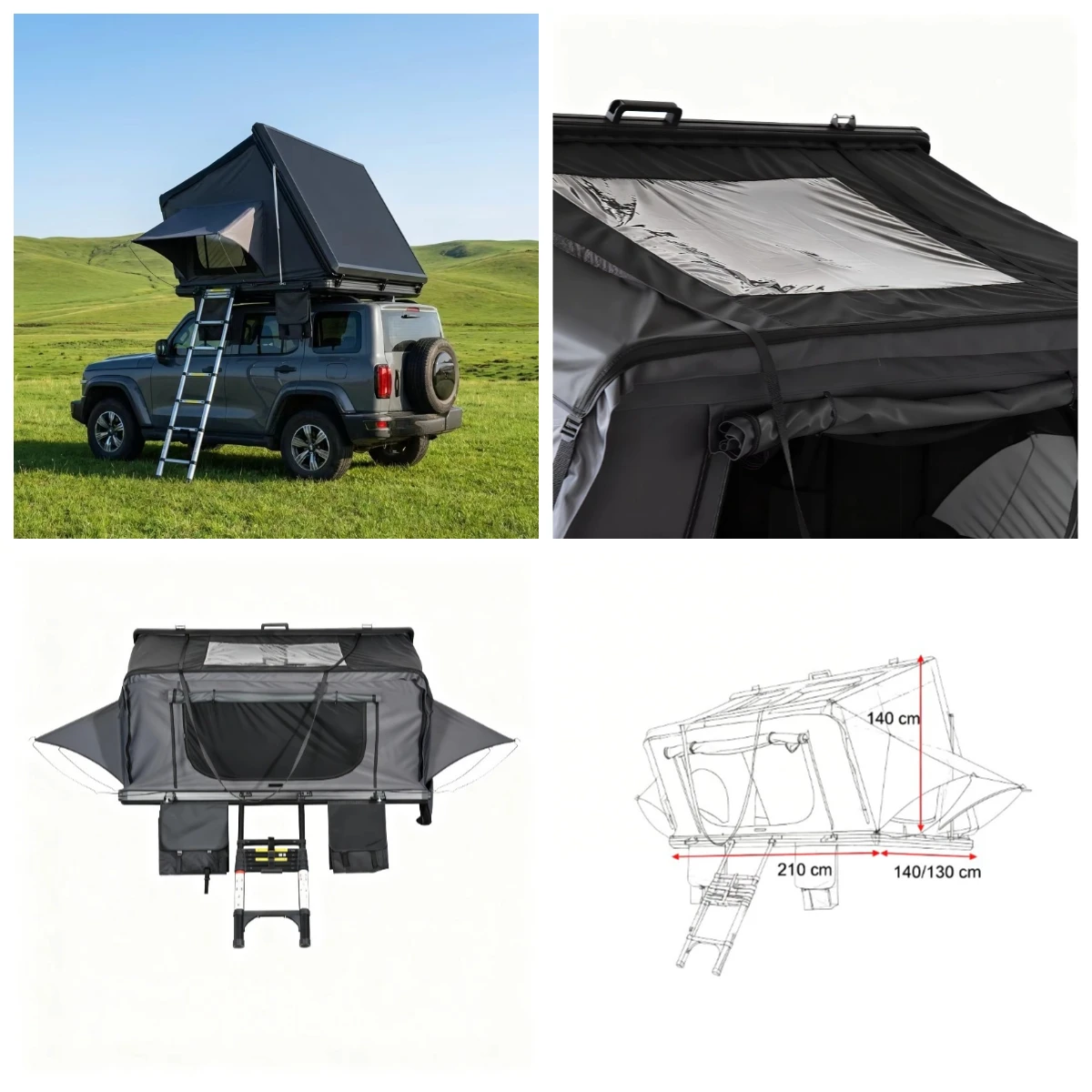 Waterproof Hard Shell Roof Top Tent for Camping Durable Car Roof Tent SUV Outdoor 3 Person Four-Season Straight Bracing Type
Waterproof Hard Shell Roof Top Tent for Camping Durable Car Roof Tent SUV Outdoor 3 Person Four-Season Straight Bracing Type