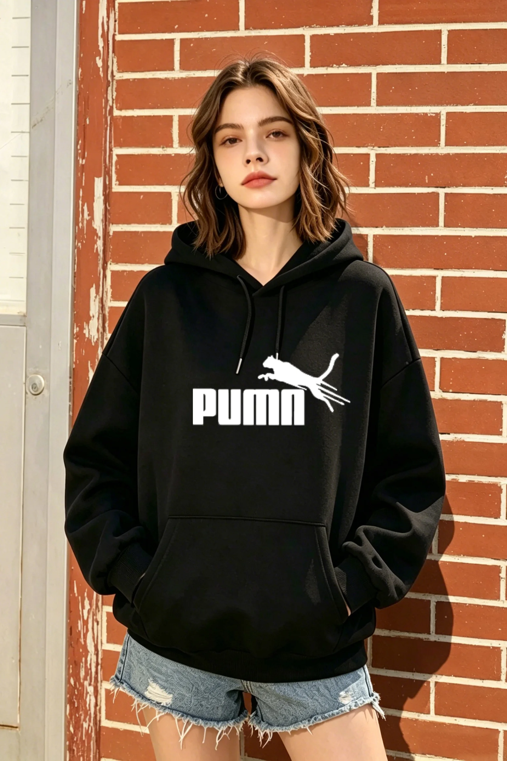 Women's Black Oversized Hoodie with letter & animal print, casual & trendy for fall and winter.
Women's Black Oversized Hoodie with letter & animal print, casual & trendy for fall and winter.