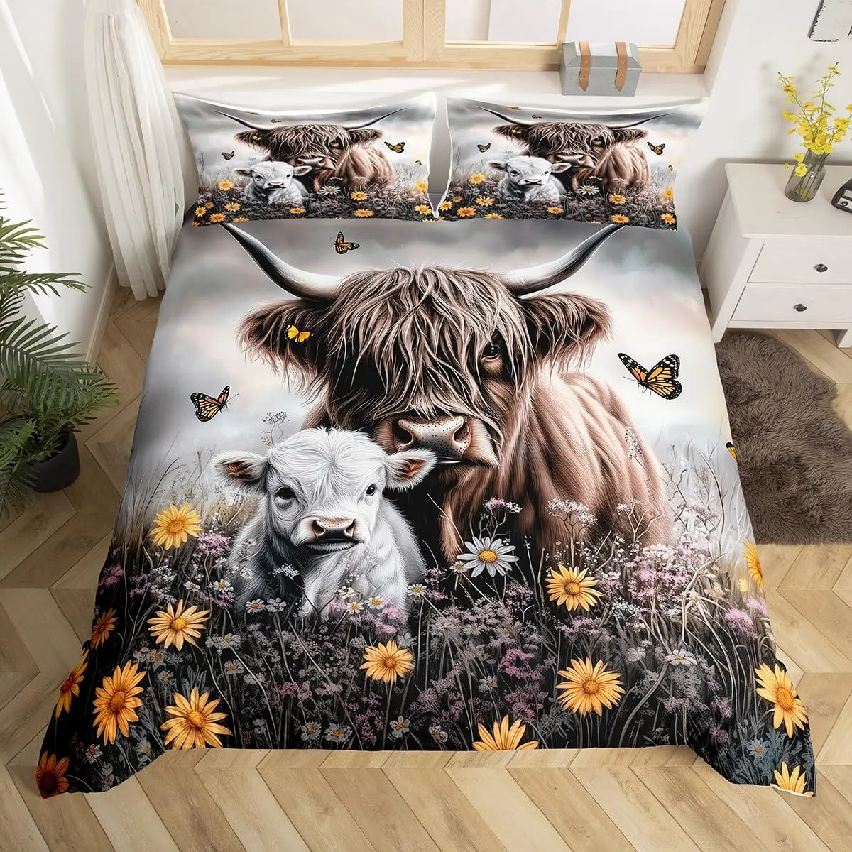 Highland Cow Duvet Cover Queen Full Size Farmhouse Animal Bedding Set Western Funny Animal Bull Cattle Print Comforter Cover Set
Highland Cow Duvet Cover Queen Full Size Farmhouse Animal Bedding Set Western Funny Animal Bull Cattle Print Comforter Cover Set