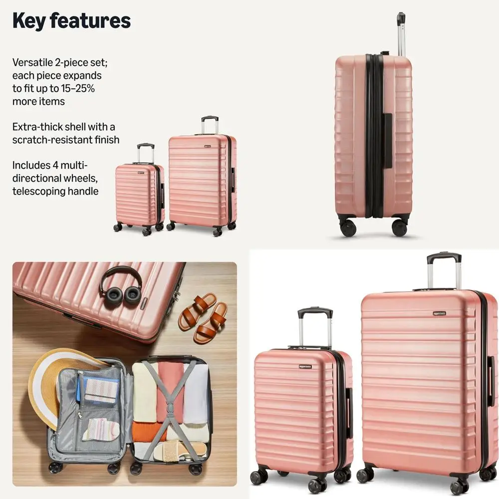 Расширяемый комплект багажа Hardshell — 21 и 30, розовое золото, устойчивый к царапинам, 4 колеса, до 25% дополнительных мест
Расширяемый комплект багажа Hardshell — 21 и 30, розовое золото, устойчивый к царапинам, 4 колеса, до 25% дополнительных мест