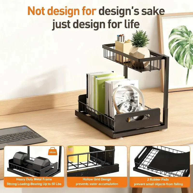 1pc Multi-Purpose Under Sink 2 Tier Sliding Cabinet Basket Organizer Drawer Pull Out Cabinet Sink Organizer for Bathroom Kitchen
1pc Multi-Purpose Under Sink 2 Tier Sliding Cabinet Basket Organizer Drawer Pull Out Cabinet Sink Organizer for Bathroom Kitchen