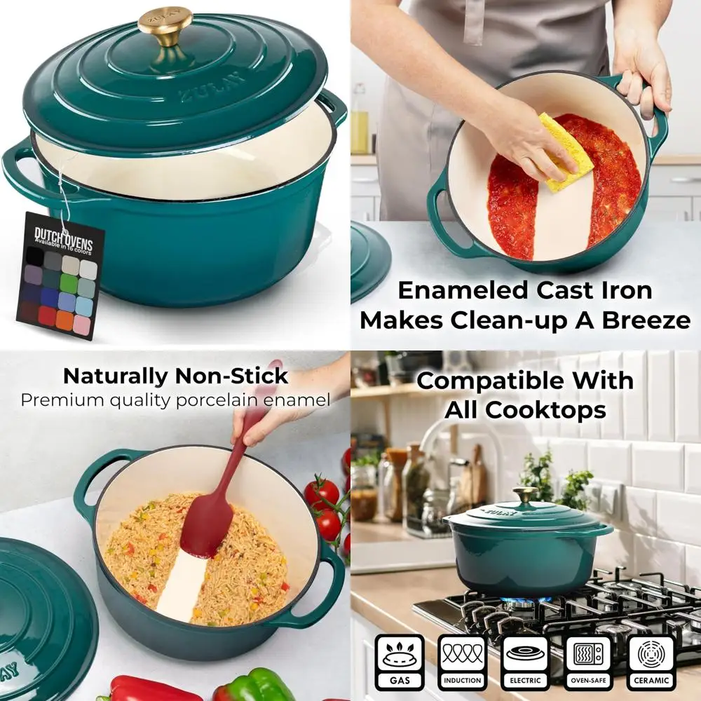Эмалированный чугунный голландский горшок для духовки, 5 литров, сверхмощный, безопасный для духовки до 500 ° F, Премиум прочность, долговечность, необходимое для приготовления пищи
Эмалированный чугунный голландский горшок для духовки, 5 литров, сверхмощный, безопасный для духовки до 500 ° F, Премиум прочность, долговечность, необходимое для приготовления пищи