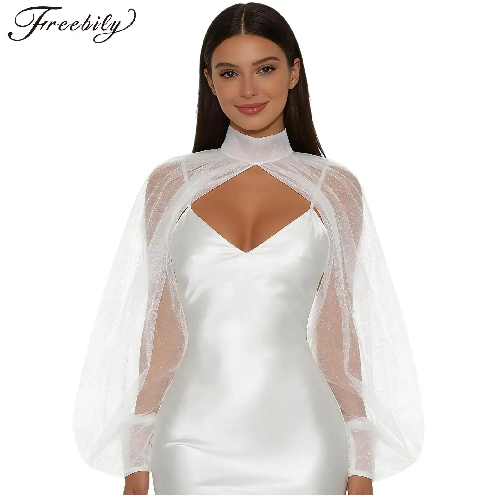 Womens See Through Mock Neck Irregular Tops Shrugs Puff Lantern Sleeve Shawls Wraps Shimmering Mesh Shoulder Party Accessories
Womens See Through Mock Neck Irregular Tops Shrugs Puff Lantern Sleeve Shawls Wraps Shimmering Mesh Shoulder Party Accessories