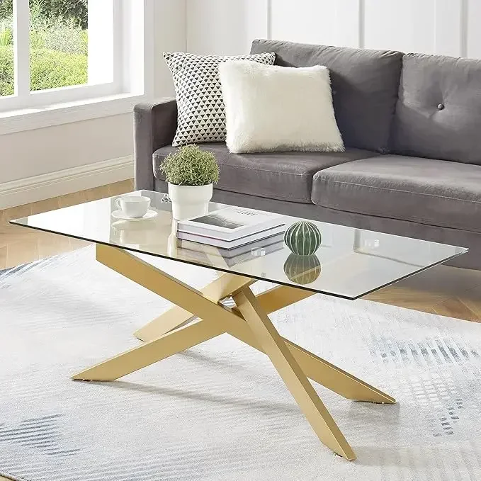 Rectangle Modern Coffee Table, Tempered Glass Top and Metal Tubular Leg, 47.3”Lx23.6”Wx18.1”H, Gold
Rectangle Modern Coffee Table, Tempered Glass Top and Metal Tubular Leg, 47.3”Lx23.6”Wx18.1”H, Gold