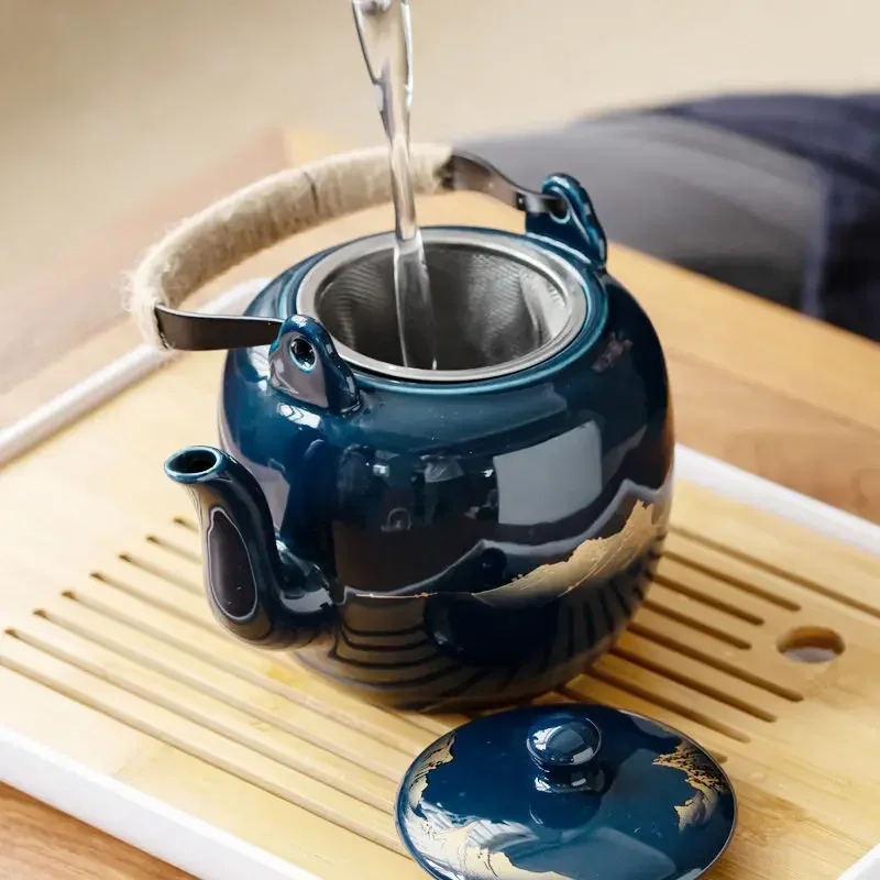 800ML Tea Kettle Ceramic Handle Pot With Filter Tea Maker Chinese Retro Teapot For Home Ceramic Pot Tea Set
800ML Tea Kettle Ceramic Handle Pot With Filter Tea Maker Chinese Retro Teapot For Home Ceramic Pot Tea Set