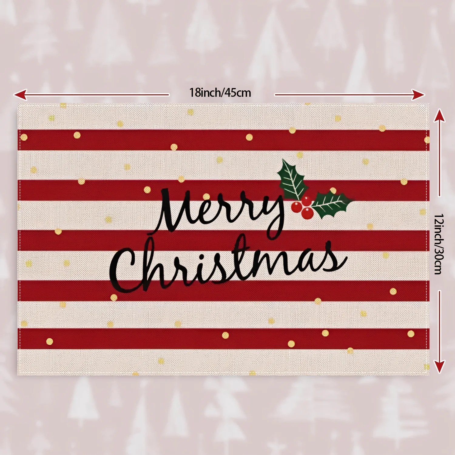 VIKAMA 4/6PCS Christmas Themed Placemats, Waterproof, Machine Washable Striped Merry Christmas Party Table Holiday Decoration
VIKAMA 4/6PCS Christmas Themed Placemats, Waterproof, Machine Washable Striped Merry Christmas Party Table Holiday Decoration