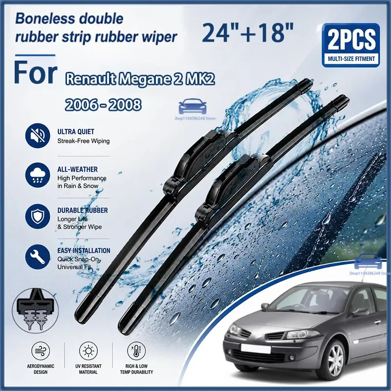 Durable Clear View Wiper Blades For Renault Megane 2 MK2 2006-2008 24"+18" Front Window Rain Brushes
Durable Clear View Wiper Blades For Renault Megane 2 MK2 2006-2008 24"+18" Front Window Rain Brushes