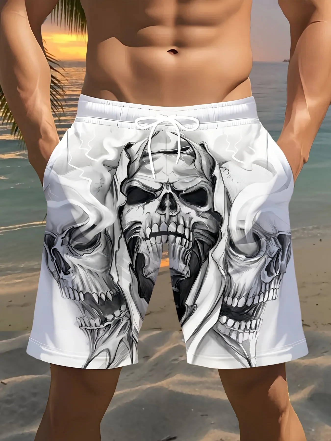 Men's Fashion Printed Beach Shorts, Skull Pattern Print, - Casual Polyester Brushlined Waist, Light and Comfortable in Summer
Men's Fashion Printed Beach Shorts, Skull Pattern Print, - Casual Polyester Brushlined Waist, Light and Comfortable in Summer