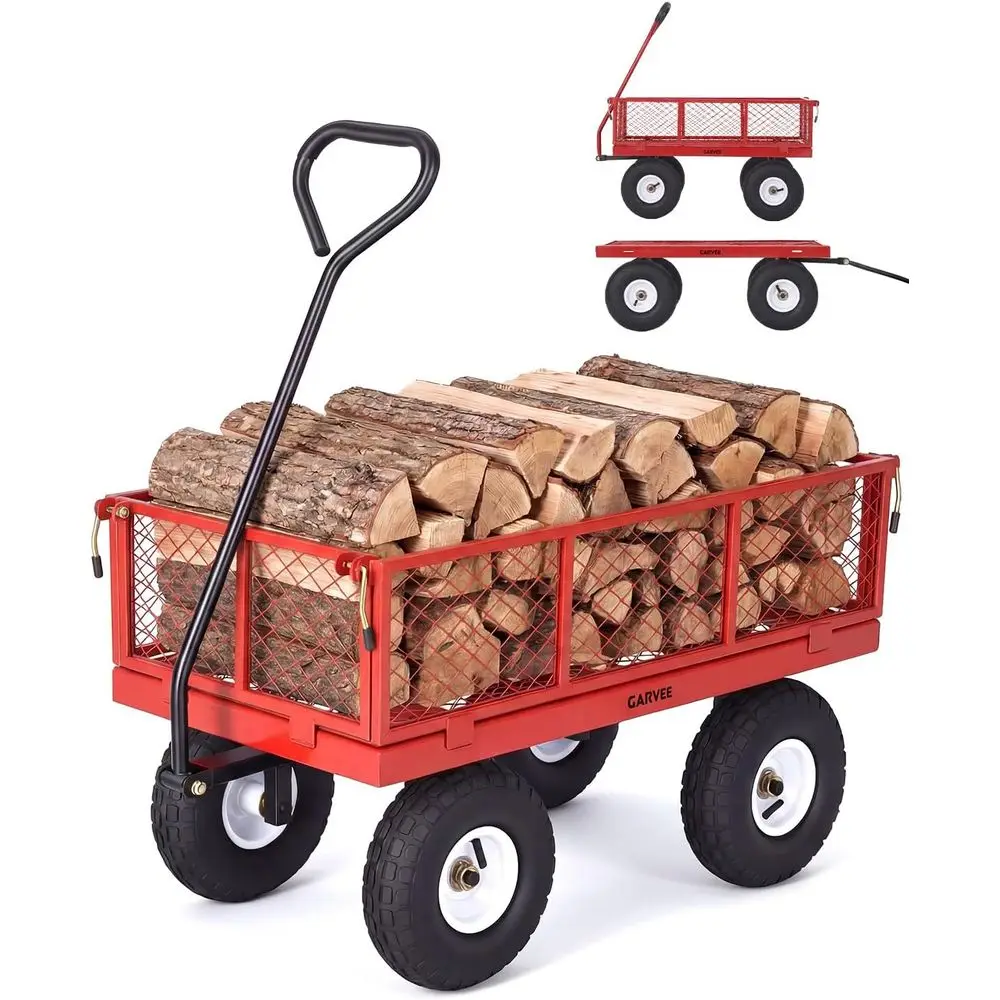 400LBS Heavy Duty Steel Garden Cart, Garden Wagon Cart on Wheels, Metal Yard Utility Wagon with Removable Mesh Sides, 10" All Te
400LBS Heavy Duty Steel Garden Cart, Garden Wagon Cart on Wheels, Metal Yard Utility Wagon with Removable Mesh Sides, 10" All Te