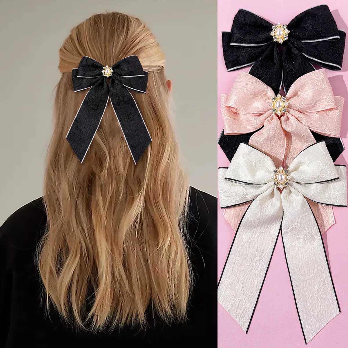 20 Pcs/Lot, 5.1" Fashion Pearl Rhinestone Ribbon Bow Hair Clips for Women Long Tassel Hairpins Barrettes Girls Hair Accessories
20 Pcs/Lot, 5.1" Fashion Pearl Rhinestone Ribbon Bow Hair Clips for Women Long Tassel Hairpins Barrettes Girls Hair Accessories