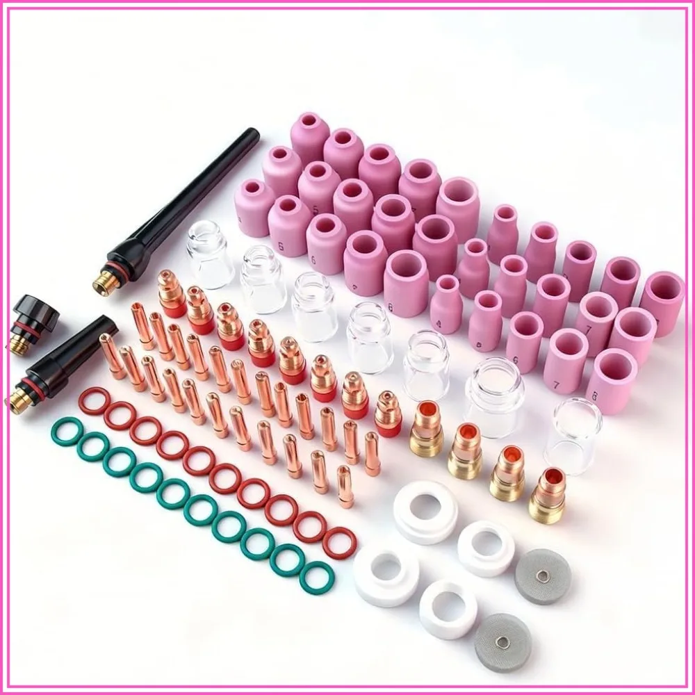100 Pcs TIG Welding Consumables Kit for WP-17/18/26, Alumina Nozzles, Stubby Gas Lens, Collets, Glass Cup
100 Pcs TIG Welding Consumables Kit for WP-17/18/26, Alumina Nozzles, Stubby Gas Lens, Collets, Glass Cup