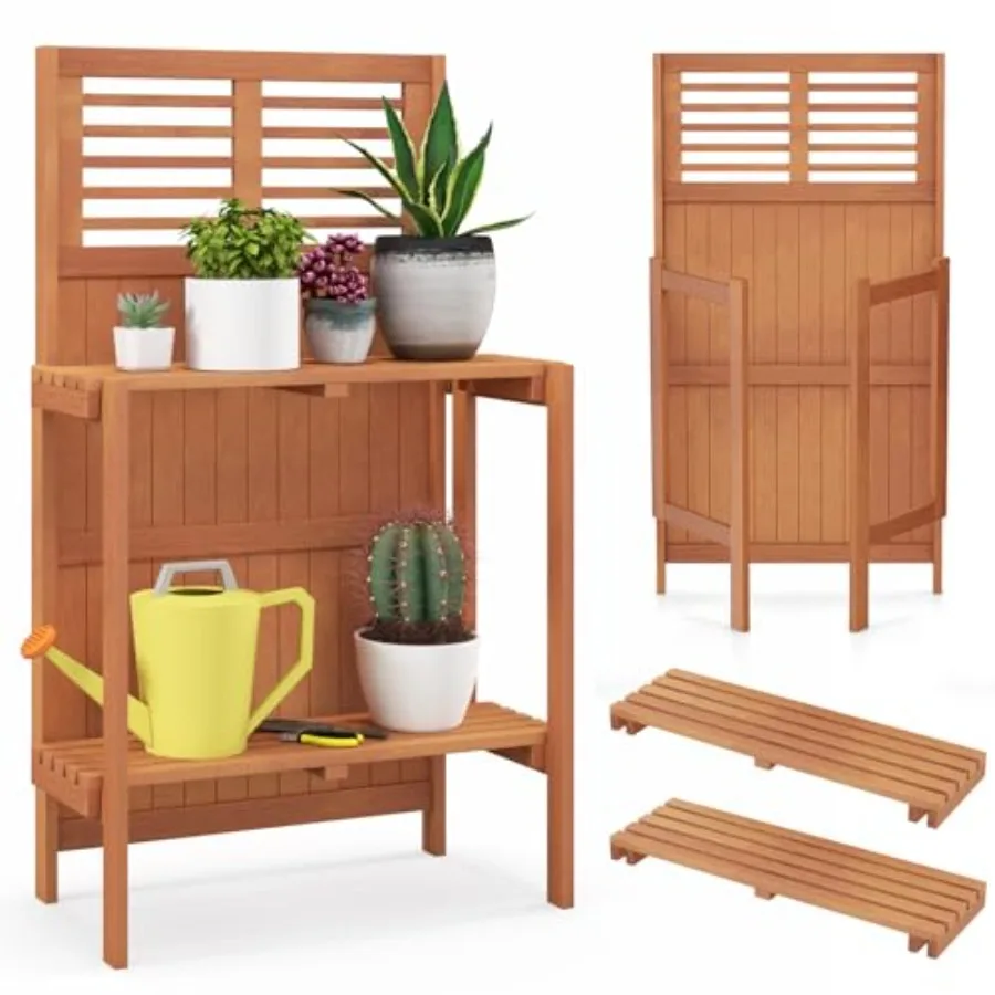 Folding Potting Bench 2-Tier Gardening Workstation w/Storage Shelves Wood Outdoor Potting Table for Garden Yard Balcony Easy As
Folding Potting Bench 2-Tier Gardening Workstation w/Storage Shelves Wood Outdoor Potting Table for Garden Yard Balcony Easy As