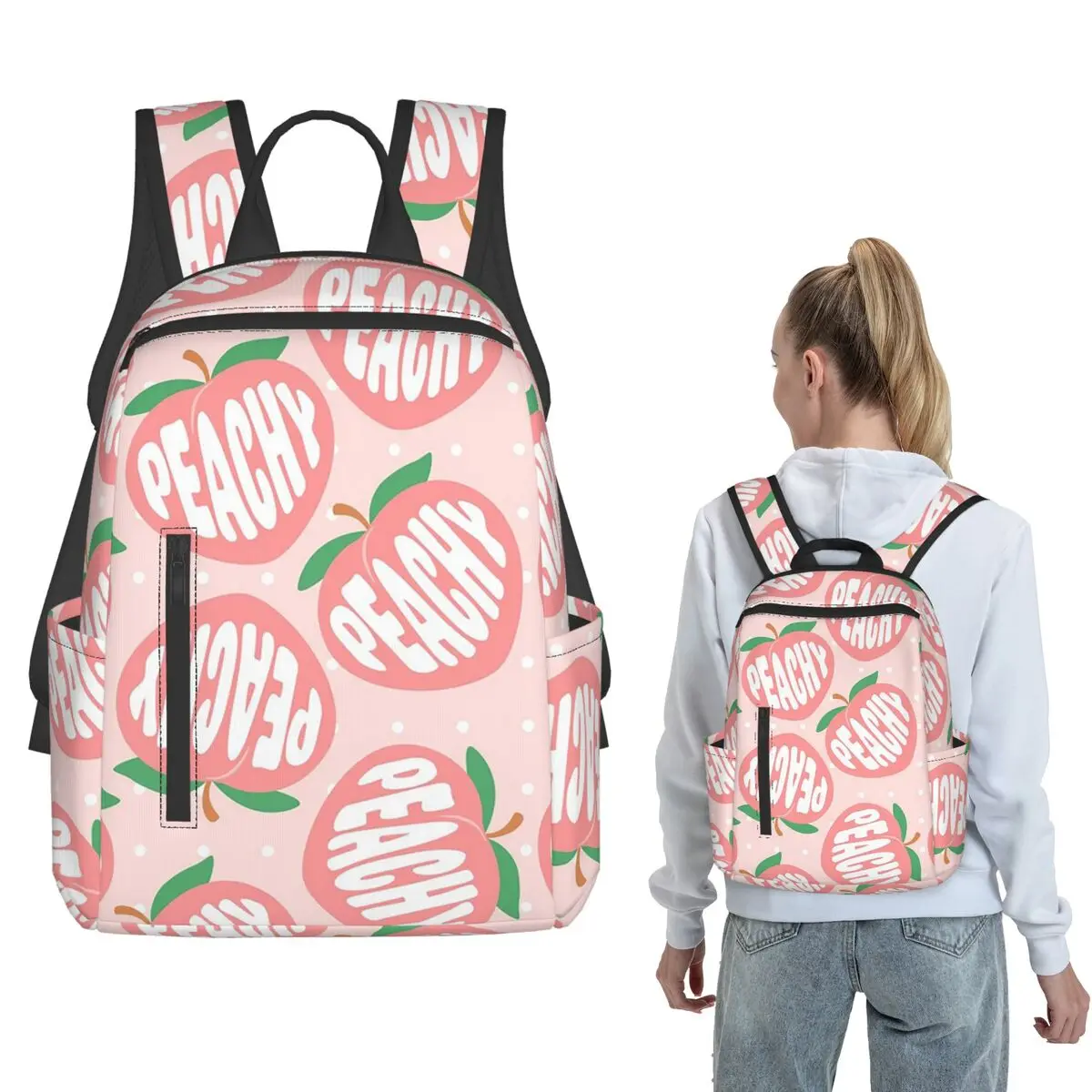 Cartoon Peach Fruit Pattern Backpack Large Capacity Children BookBag School Bag Shoulder Bags for Men Women
Cartoon Peach Fruit Pattern Backpack Large Capacity Children BookBag School Bag Shoulder Bags for Men Women