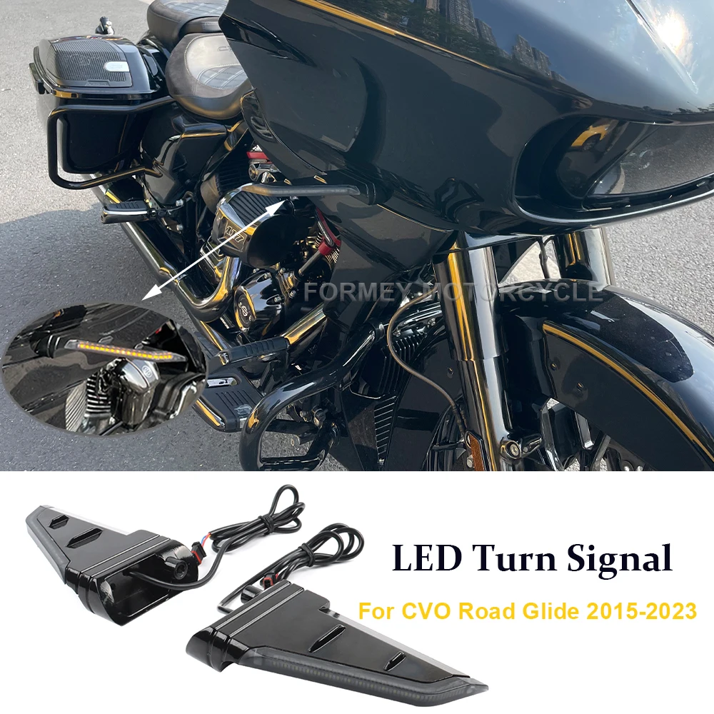 Motorcycle Side LED Turn Signal Flowing Lights Double flashing Lamps Black For Harley Road Glide FLTRX FLTRK FLTRU 2015-2023
Motorcycle Side LED Turn Signal Flowing Lights Double flashing Lamps Black For Harley Road Glide FLTRX FLTRK FLTRU 2015-2023