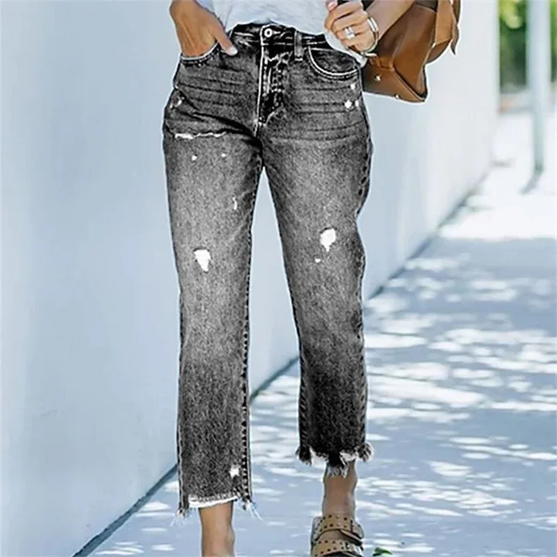 High Waist Broken Holes Straight Leg Jeans Women Trend Streetwear Comfortable Casual Denim Pants Female Polished White Trousers
High Waist Broken Holes Straight Leg Jeans Women Trend Streetwear Comfortable Casual Denim Pants Female Polished White Trousers