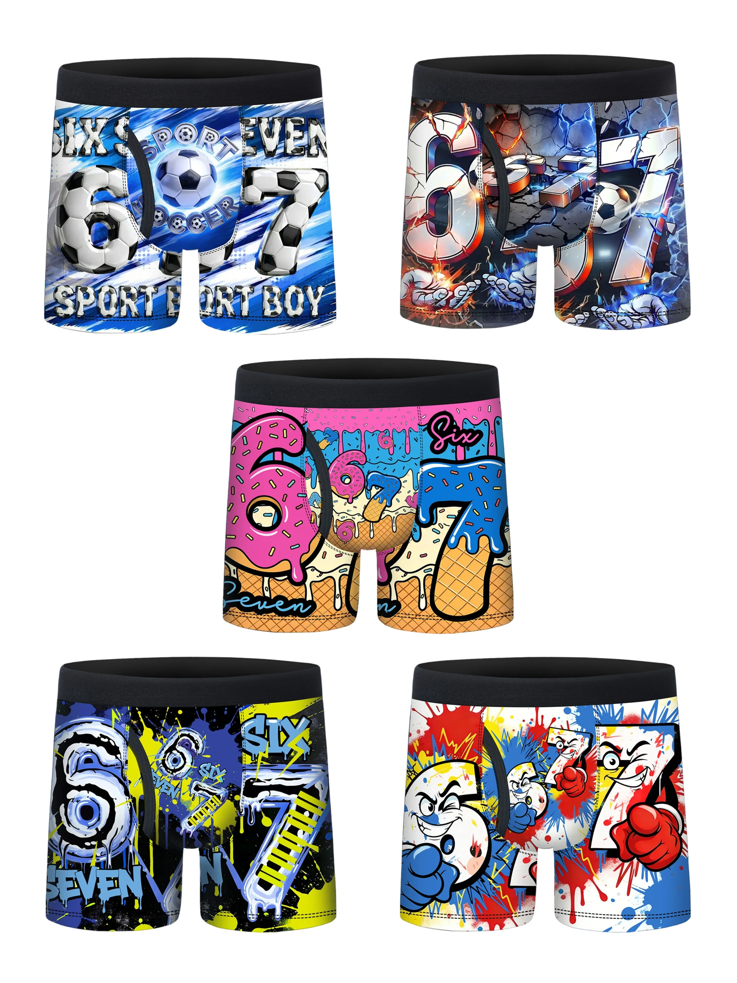 5-Pack Boys Boxer Briefs with Creative Numbered Graphics Sports Underwear for Kids Teenager Fashionable Comfortable Underpants
5-Pack Boys Boxer Briefs with Creative Numbered Graphics Sports Underwear for Kids Teenager Fashionable Comfortable Underpants