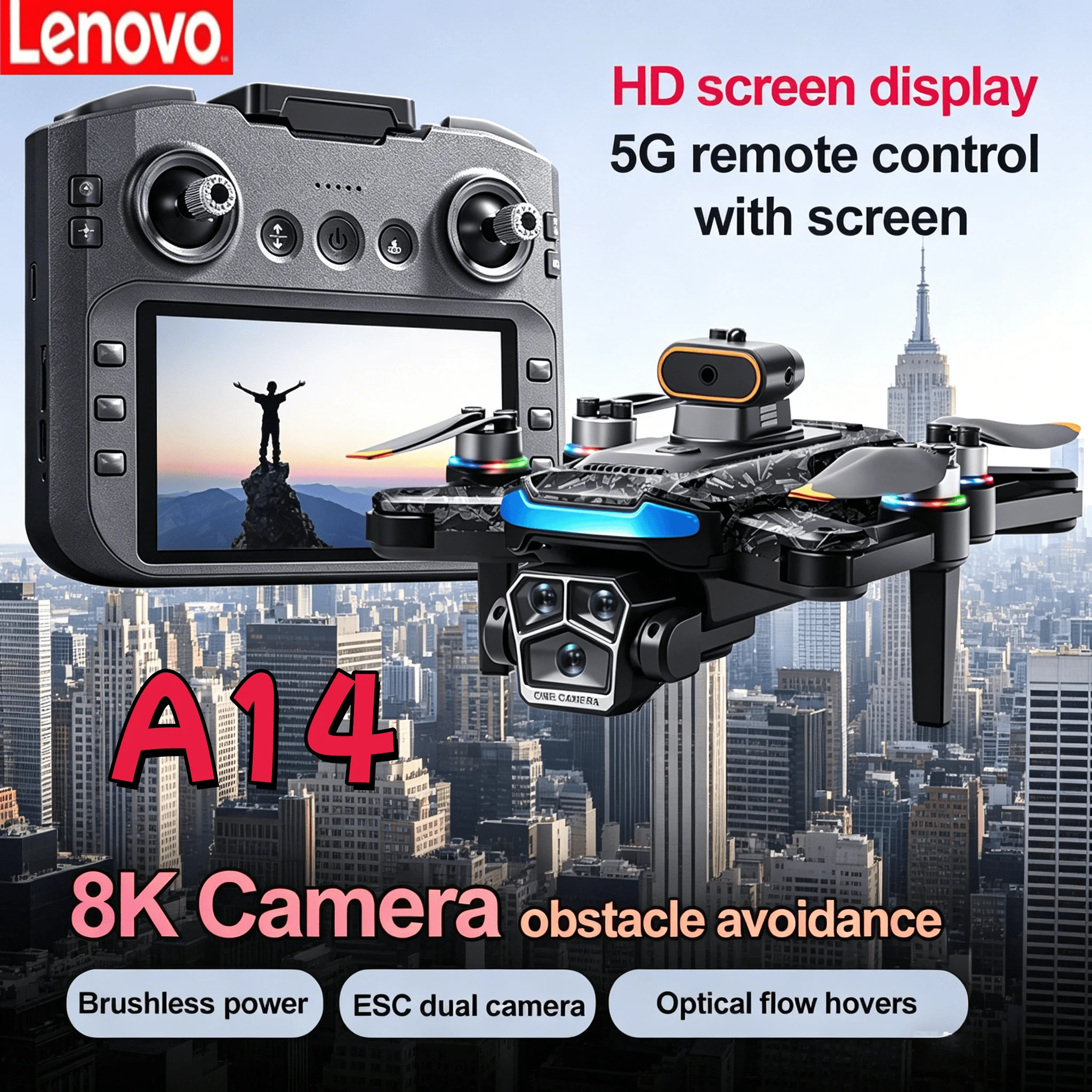 Lenovo A14 Professional GPS Drone 8K 4K HD Camera 5G WiFi FPV Large Screen Remote Control Foldable Quadcopter UAV
Lenovo A14 Professional GPS Drone 8K 4K HD Camera 5G WiFi FPV Large Screen Remote Control Foldable Quadcopter UAV