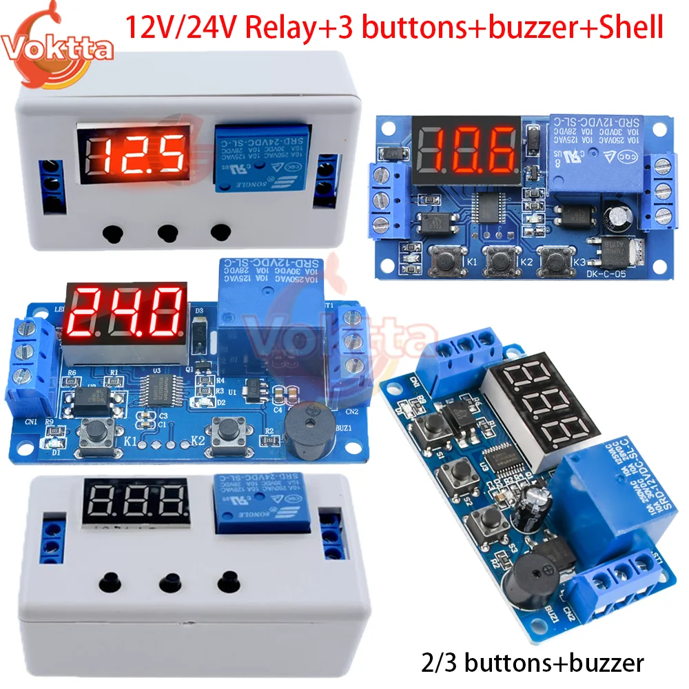 12V 24V Time Delay Relay LED Trigger Cycle Timer Delay Switch 3 Buttons Circuit Board Timing Control Module with Buzzer
12V 24V Time Delay Relay LED Trigger Cycle Timer Delay Switch 3 Buttons Circuit Board Timing Control Module with Buzzer