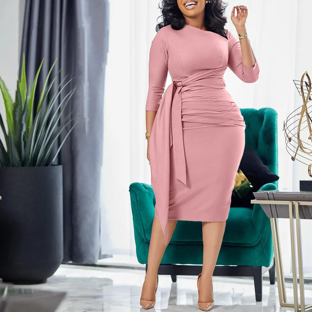 2024 Women's Summer Office Dress Seven-point Sleeve Pleated Lace-up Plus-size African Dress for Women African Clothes
2024 Women's Summer Office Dress Seven-point Sleeve Pleated Lace-up Plus-size African Dress for Women African Clothes