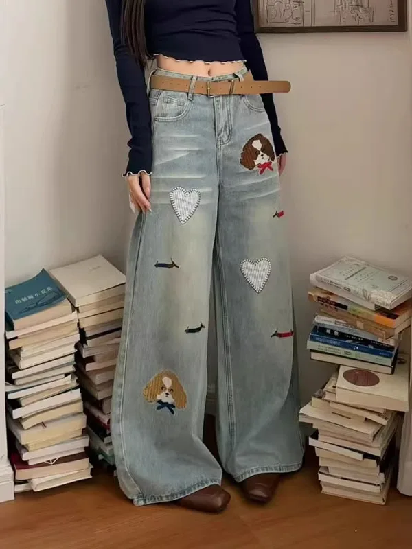 American Style Patchwork Heavy Embroidery Loose Straight Leg Jeans Women's Spring New Fashion High Street Stylish Denim
American Style Patchwork Heavy Embroidery Loose Straight Leg Jeans Women's Spring New Fashion High Street Stylish Denim