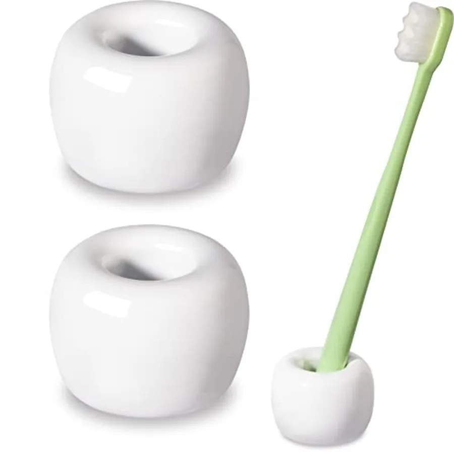 Travel-Friendly Mini Ceramics Toothbrush Holders for Bathroom Decor Vanity Countertops, Space Saver, White, 2 Pack
Travel-Friendly Mini Ceramics Toothbrush Holders for Bathroom Decor Vanity Countertops, Space Saver, White, 2 Pack
