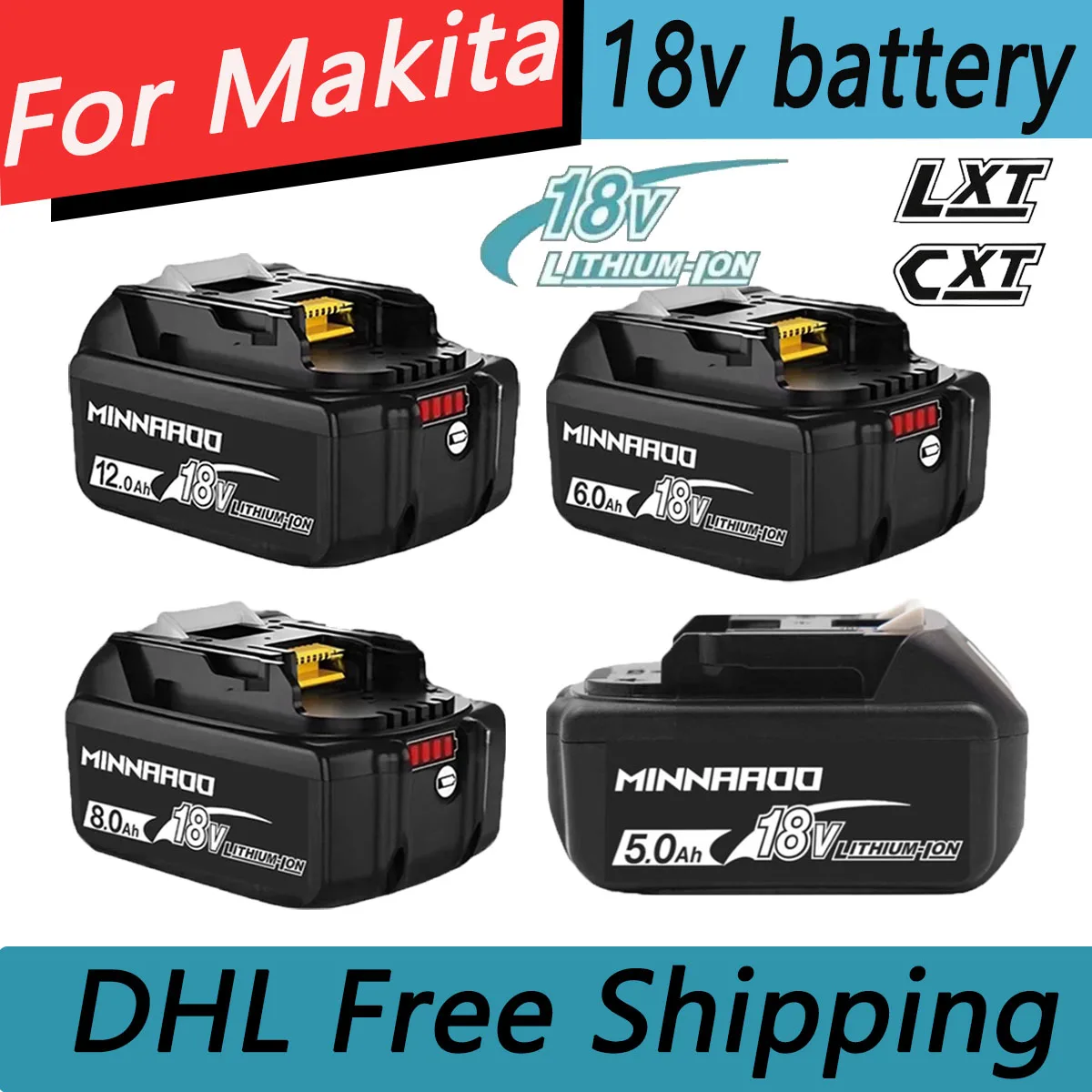 18V 12/8/6/5.0Ah Rechargeable Battery for Makita Power Tools BL1860B BL1860 BL1850 BL1850B BL1840 Replacement 18650 Battery
18V 12/8/6/5.0Ah Rechargeable Battery for Makita Power Tools BL1860B BL1860 BL1850 BL1850B BL1840 Replacement 18650 Battery