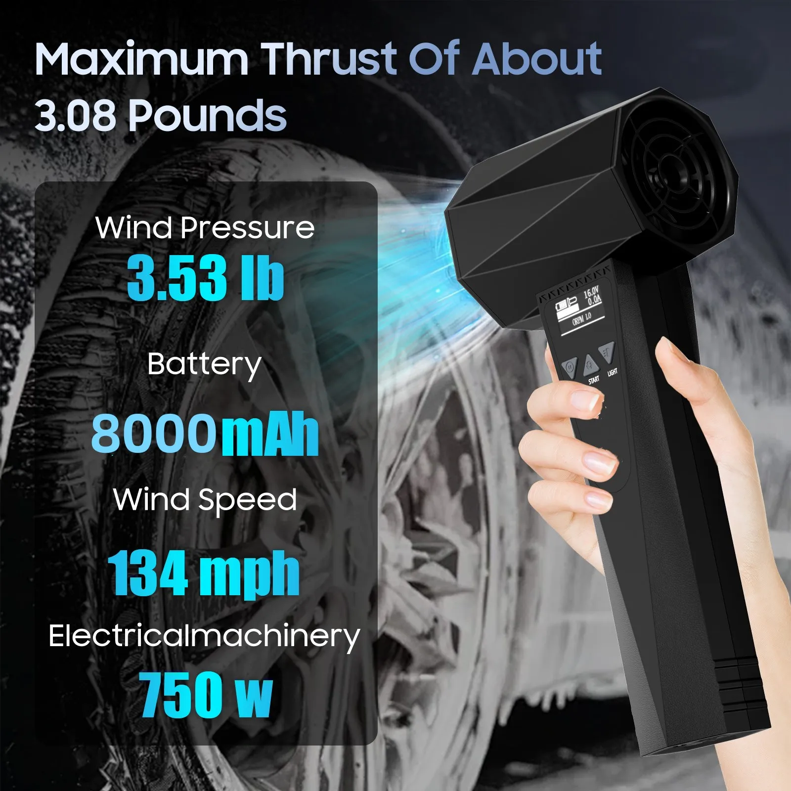 8000mAh Turbo Jet Fan XL 750W Handheld Violent Fan Turbo Jet Blower Max Speed Over 200000RPM 1100g Thrust 64mm Brushless Motor 
8000mAh Turbo Jet Fan XL 750W Handheld Violent Fan Turbo Jet Blower Max Speed Over 200000RPM 1100g Thrust 64mm Brushless Motor