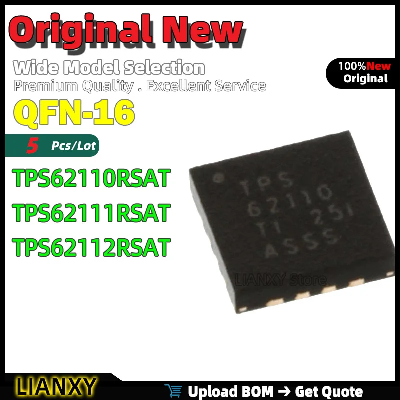 5 шт. QFN-16 TPS62110RSAT TPS62111RSAT TPS62112RSAT понижающий преобразователь новый оригинальный
5 шт. QFN-16 TPS62110RSAT TPS62111RSAT TPS62112RSAT понижающий преобразователь новый оригинальный