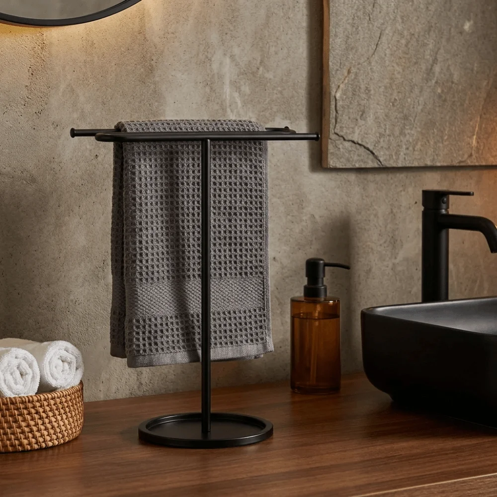 Non-Slip Metal Towel Holder Weighted Base Stable Hand Towel Stand Decorative Space Saving S-Shape Towel Stand Countertop Storage
Non-Slip Metal Towel Holder Weighted Base Stable Hand Towel Stand Decorative Space Saving S-Shape Towel Stand Countertop Storage
