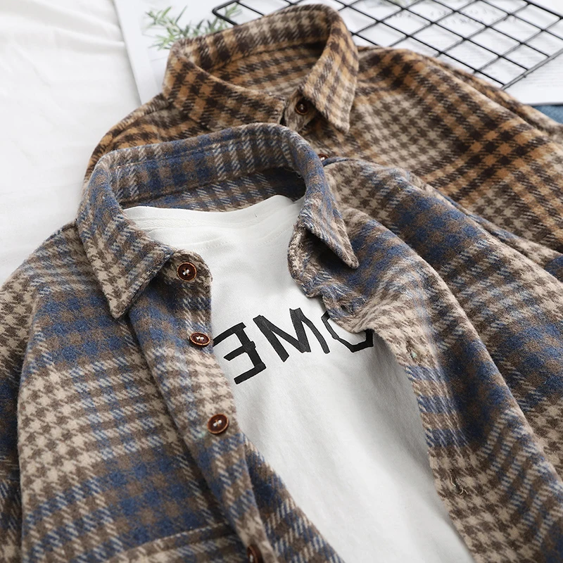 Осенне-зимняя женская рубашка в клетку с длинным рукавом и флокированием, универсальная верхняя одежда, модная повседневная одежда в корейском стиле
Осенне-зимняя женская рубашка в клетку с длинным рукавом и флокированием, универсальная верхняя одежда, модная повседневная одежда в корейском стиле