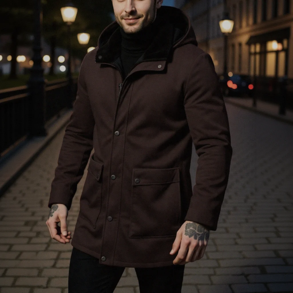 Мужская длинная парка из шерстяной смеси, теплая зимняя куртка на молнии с капюшоном для осени – элегантное пальто в уличном стиле для повседневной носки
Мужская длинная парка из шерстяной смеси, теплая зимняя куртка на молнии с капюшоном для осени – элегантное пальто в уличном стиле для повседневной носки