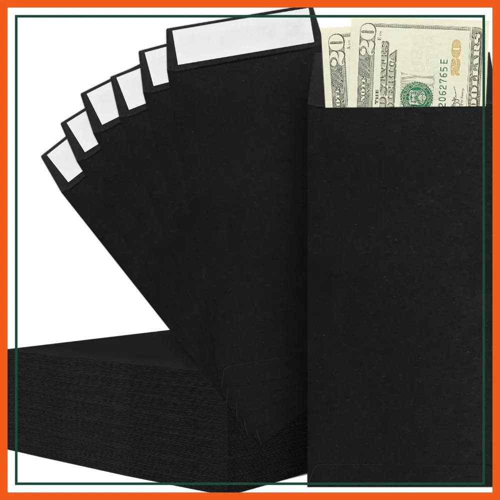120 Black Envelopes for Cash, Checks & Tickets, 3.2x6.6 inch, 80GSM
120 Black Envelopes for Cash, Checks & Tickets, 3.2x6.6 inch, 80GSM
