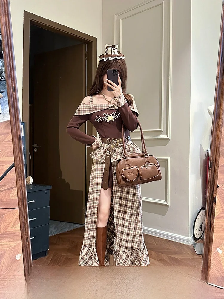 Fabric Pig Half Sugar Mocha Amber Glow One Shoulder Dress Women's Autumn Beauty Rayden Tartan Skirt Retro Style Casual Date
Fabric Pig Half Sugar Mocha Amber Glow One Shoulder Dress Women's Autumn Beauty Rayden Tartan Skirt Retro Style Casual Date