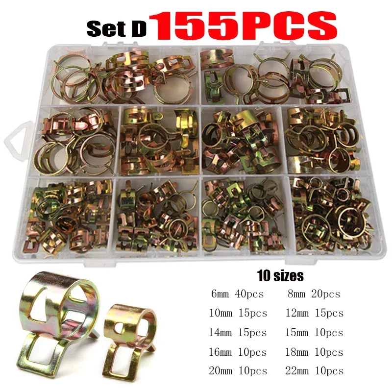 75/100/155PCS Car Truck Spring Clips Fuel Oil Water Hose Clip Pipe Tube Clamp Fastener Assortment Kit 
75/100/155PCS Car Truck Spring Clips Fuel Oil Water Hose Clip Pipe Tube Clamp Fastener Assortment Kit