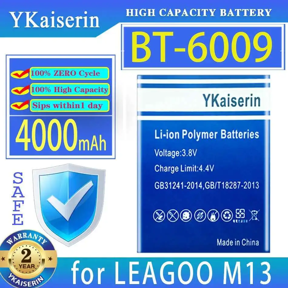 Для Leagoo M13 BT-6009 Сменный аккумулятор премиум-класса для мобильного телефона 4000 мАч
Для Leagoo M13 BT-6009 Сменный аккумулятор премиум-класса для мобильного телефона 4000 мАч