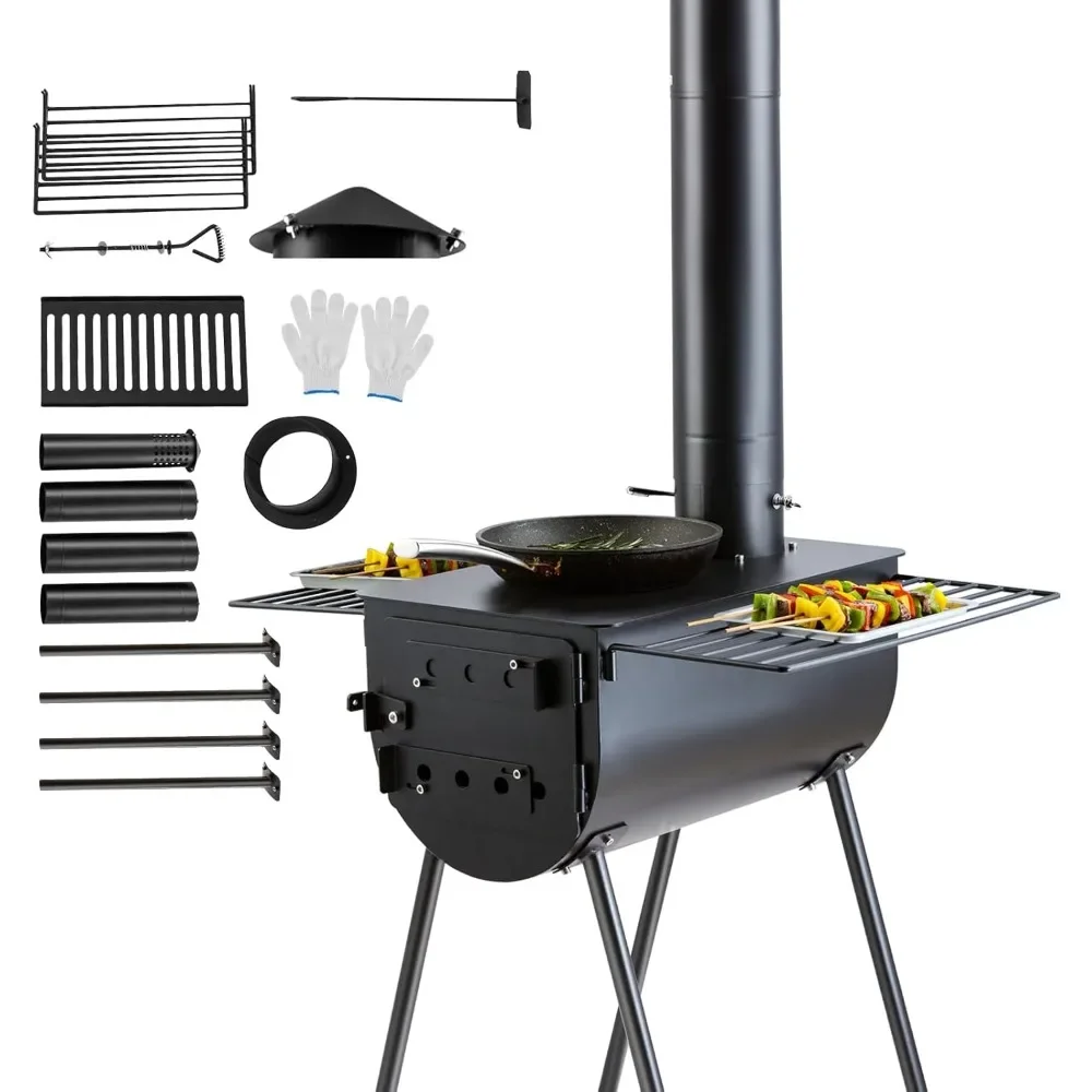 Portable Steel Camping Stove with 3000in³ Firebox for Outdoor Heating and Cooking
Portable Steel Camping Stove with 3000in³ Firebox for Outdoor Heating and Cooking