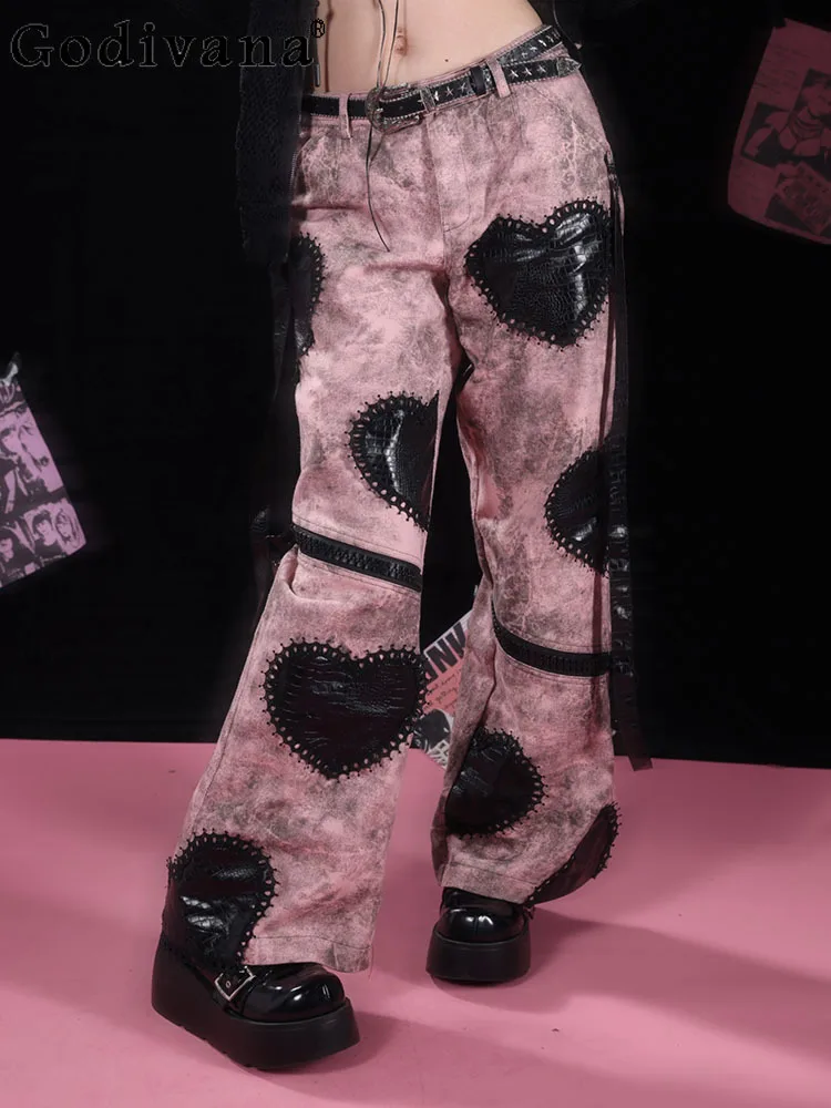 Spring Autumn Heavy Industry Black Pink Loose Chic Punk Y2k Jeans Personalized Girls Pink Lace-up Low Waist Sexy Street Trousers
Spring Autumn Heavy Industry Black Pink Loose Chic Punk Y2k Jeans Personalized Girls Pink Lace-up Low Waist Sexy Street Trousers