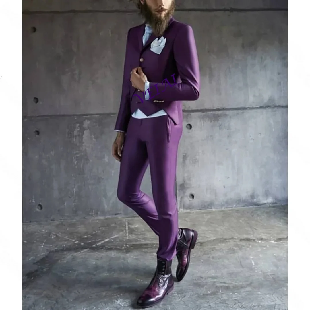 CustomizedSlim Purple Men Suit Single-breasted Peak Lapel 3 Pieces(Jacket+Pants+Vest) Male Formal Wedding Party Set
CustomizedSlim Purple Men Suit Single-breasted Peak Lapel 3 Pieces(Jacket+Pants+Vest) Male Formal Wedding Party Set