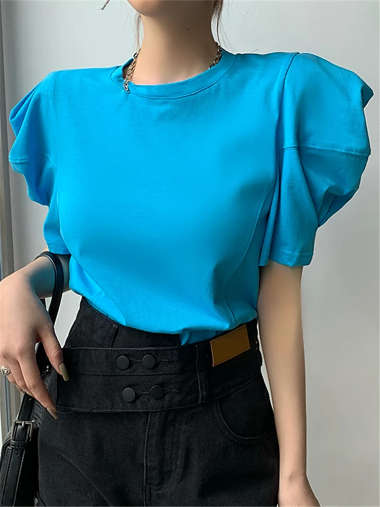 Summer Elegant Puff Sleeve Women's T-Shirts O-Neck Solid Casual Loose Shirts White Fashionable Tops Female 2022 New
Summer Elegant Puff Sleeve Women's T-Shirts O-Neck Solid Casual Loose Shirts White Fashionable Tops Female 2022 New