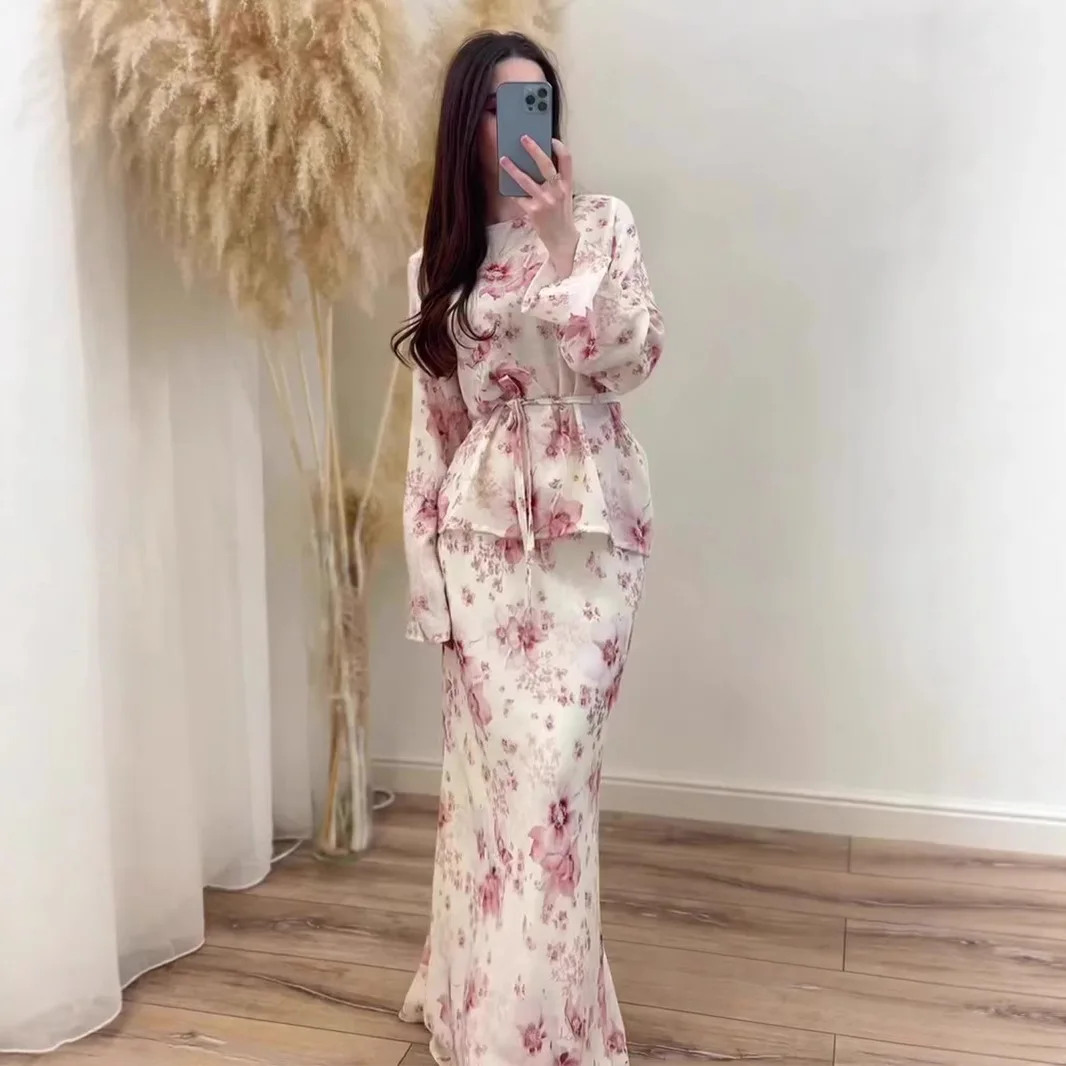 Fresh Two Piece Set Women Elegant Banquet Gown Formal Outfit Summer New Gentle Style Long Sleeve Floral Print Maxi Dress Retro
Fresh Two Piece Set Women Elegant Banquet Gown Formal Outfit Summer New Gentle Style Long Sleeve Floral Print Maxi Dress Retro