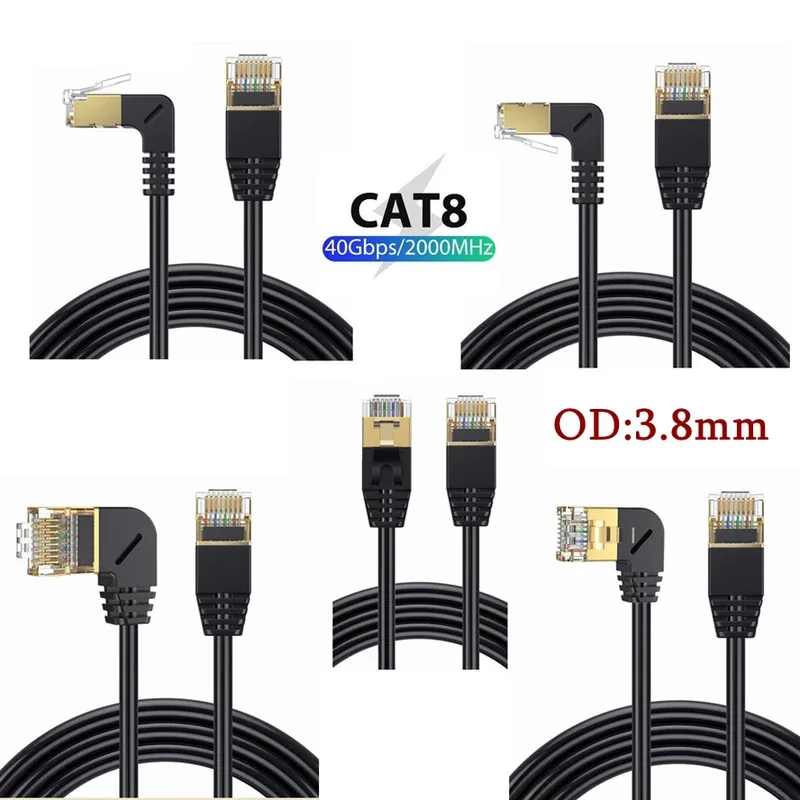 Ultra Slim Cat8 Ethernet Cable - SFTP 40Gbps 2000MHz, 90 - Degree Angled RJ45 for LAN
Ultra Slim Cat8 Ethernet Cable - SFTP 40Gbps 2000MHz, 90 - Degree Angled RJ45 for LAN