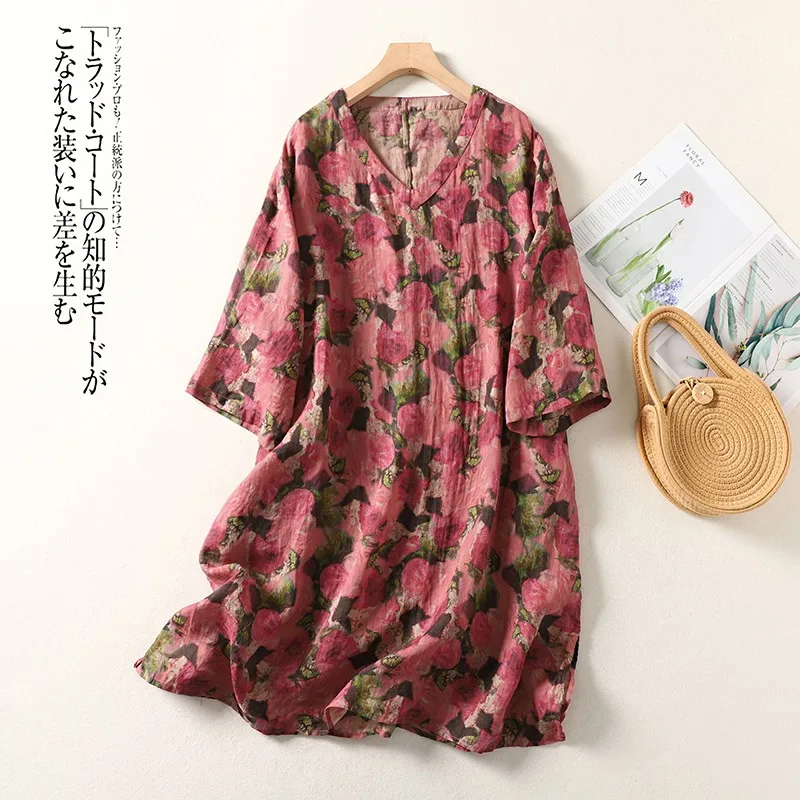2024 New Arrival Summer Arts Style Women Loose Fit Casual Floral Print V-neck Blouse All-matched Half Sleeve Cotton Shirts S88
2024 New Arrival Summer Arts Style Women Loose Fit Casual Floral Print V-neck Blouse All-matched Half Sleeve Cotton Shirts S88