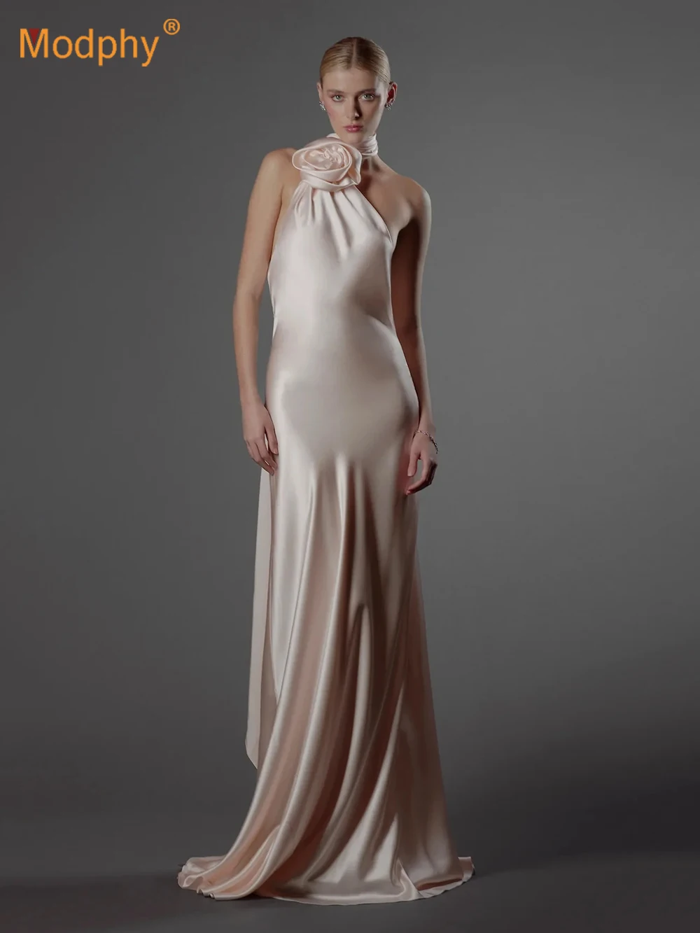 Modphy Elegant Women's Flower Ribbon Long Satin Party Dress Halter Backless Female Dresses 2025 Summer Lady Solid Evening Gowns
Modphy Elegant Women's Flower Ribbon Long Satin Party Dress Halter Backless Female Dresses 2025 Summer Lady Solid Evening Gowns