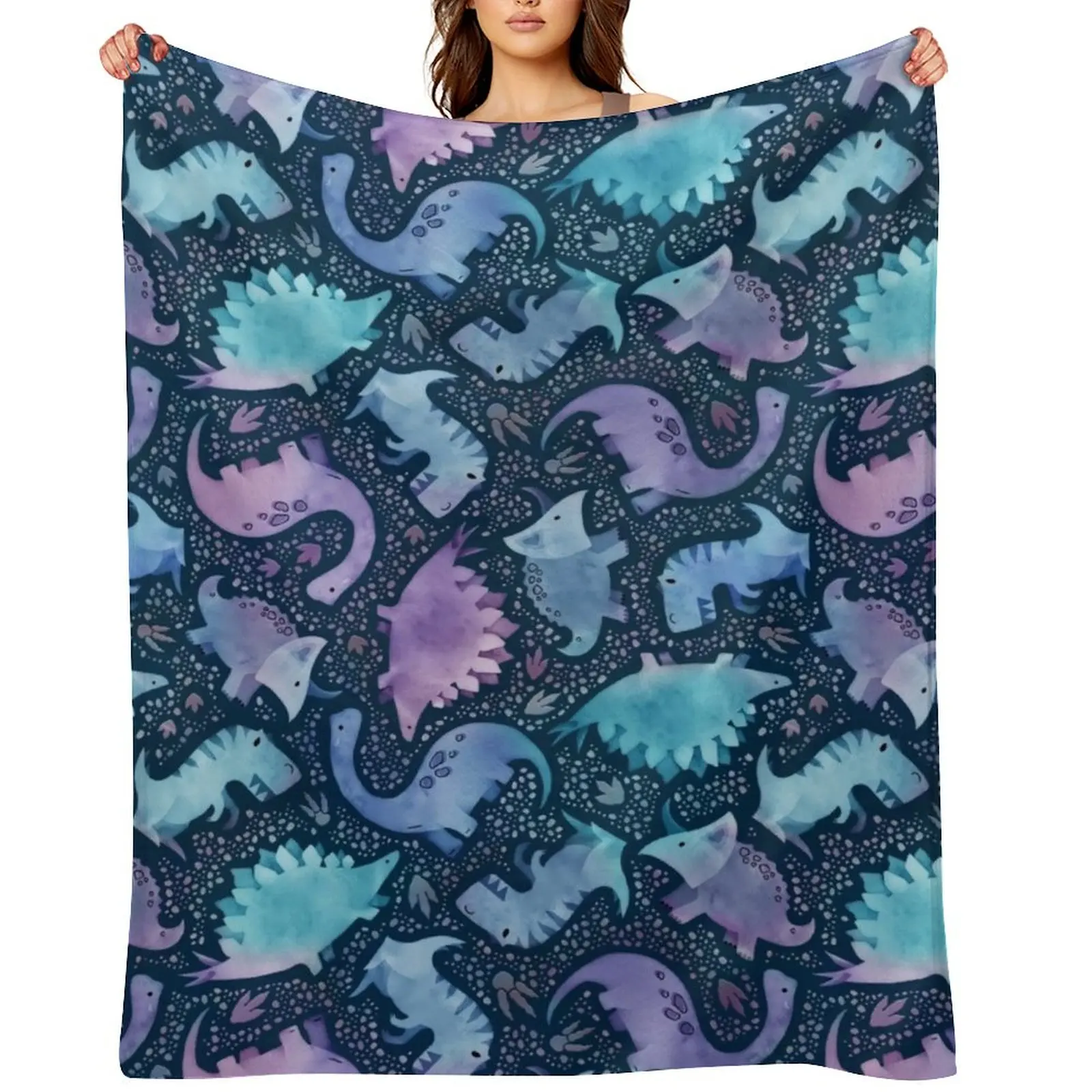 Watercolor dinosaur purple and blue on navy Throw Blanket Cute Plaid Blankets For Bed Summer Hair Blankets
Watercolor dinosaur purple and blue on navy Throw Blanket Cute Plaid Blankets For Bed Summer Hair Blankets