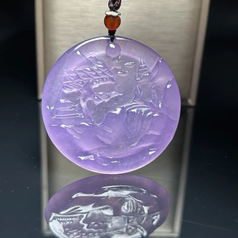 Light Purple High-ice Landscape Round Brand Pendant, Elegant Temperament Fashion Necklace
Light Purple High-ice Landscape Round Brand Pendant, Elegant Temperament Fashion Necklace