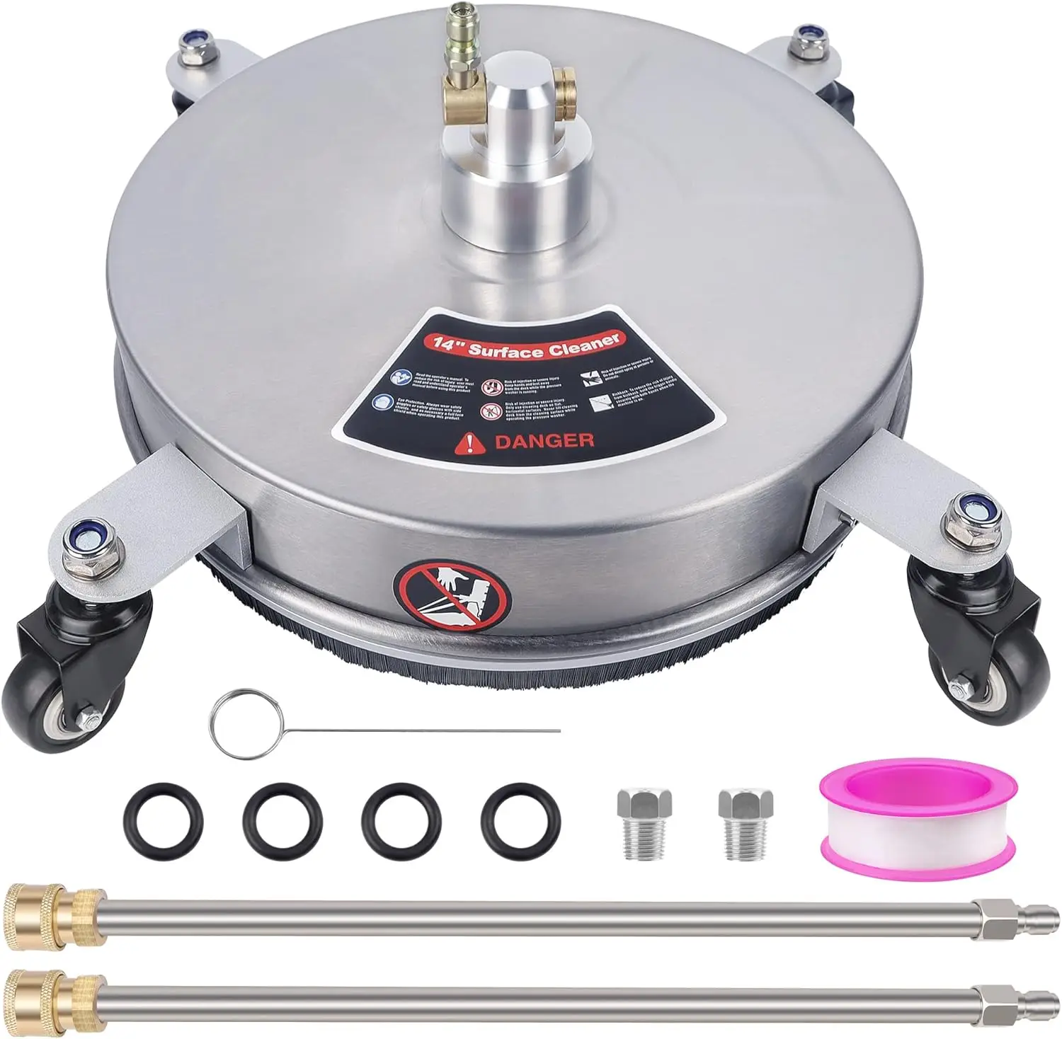 14" Pressure Washer Surface Cleaner with 4 Wheels, Stainless Steel for Driveways, Sidewalks, Patios Cleaning
14" Pressure Washer Surface Cleaner with 4 Wheels, Stainless Steel for Driveways, Sidewalks, Patios Cleaning