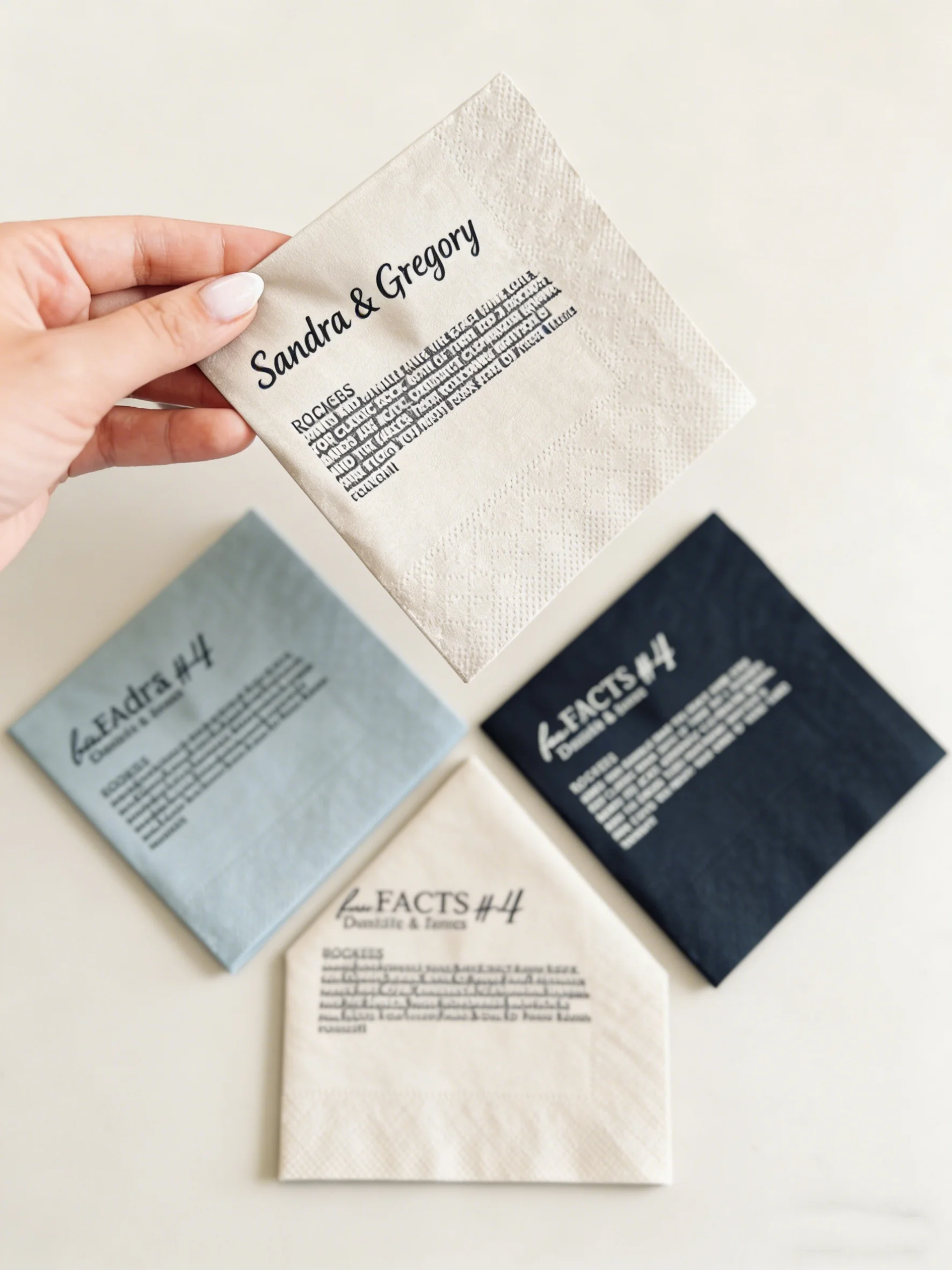 50PSC Pack Custom Fun Fact Napkins Personalized Monogrammed Trivia Napkins for Wedding Reception Engagement Party Supplies
50PSC Pack Custom Fun Fact Napkins Personalized Monogrammed Trivia Napkins for Wedding Reception Engagement Party Supplies